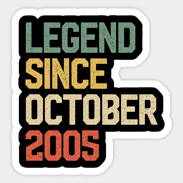 Legend Since October 2005 14 Years Old Gift 14th Birthday Sticker by rhondamoller87